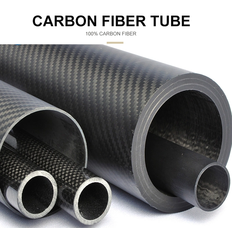 China Factory 15mm 20mm 12mm 10mm 8mm 6mm 4mm 2mm Wall Thickness 3K Twill Plain Pattern Roll Wrapped Round Carbon Fiber Tube Pipe